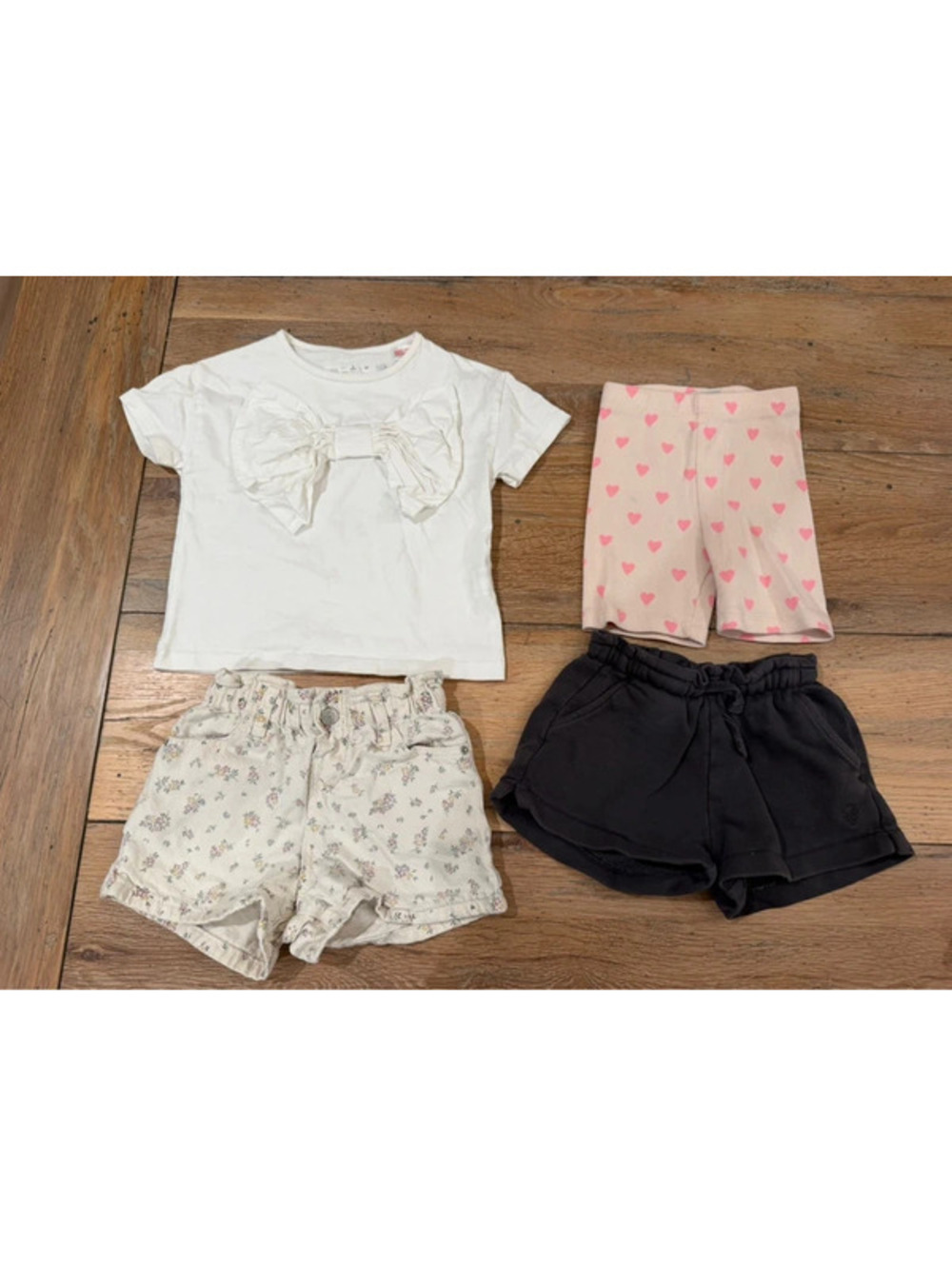 Zara Girls Bundle White Bow T-Shirt & 3 Pairs Shorts Zara Kids Size 3-4years